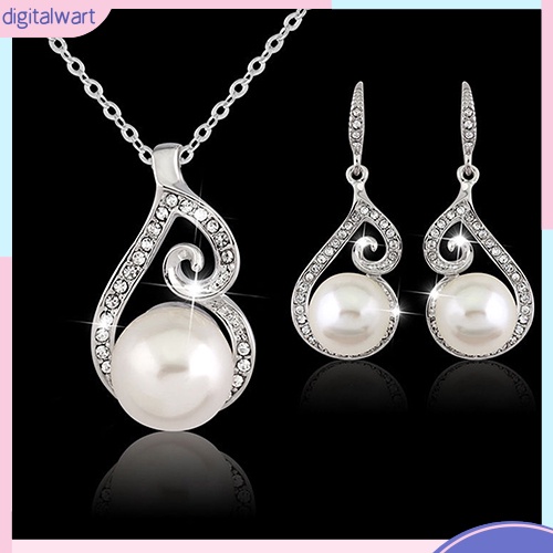 Set Vòng cổ Và Đôi Khuyên Tai Đính Ngọc Trai Nhân Tạo Xinh Xắn Thời Trang Dành Cho Nữ