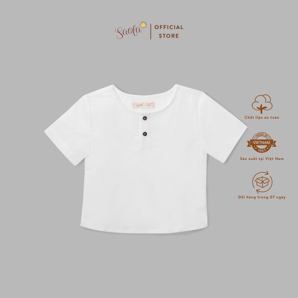 Áo Sơ Mi Bé Trai Cổ Trụ Tay Ngắn Chất Liệu Linen Cao Cấp - DANIEL SHIRT - TOL007 - SAOLA KIDS CLOTHING