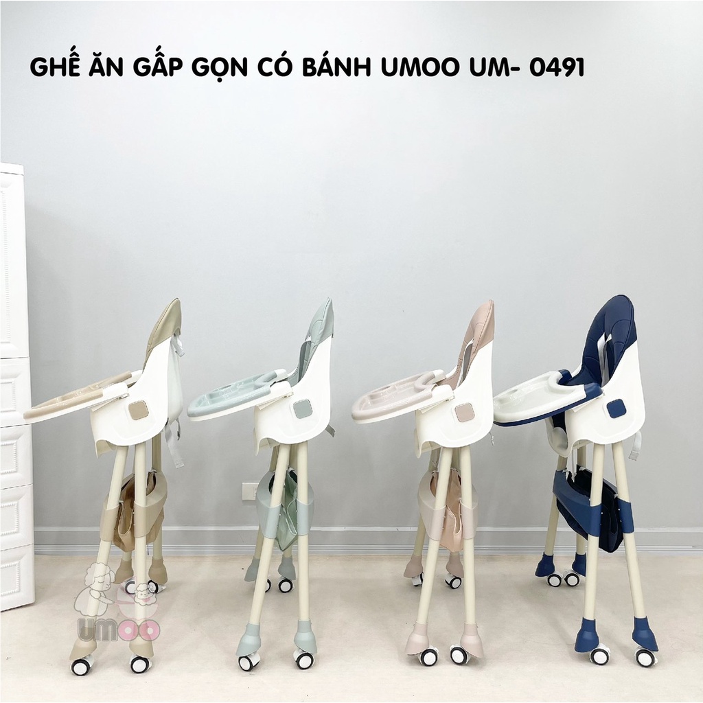 GHẾ ĂN DẶM UMOO CÓ BÁNH XE VÀ KHÔNG BÁNH XE GẤP GỌN UM-0491