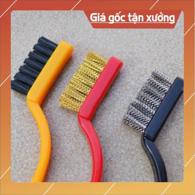 set 3 bàn chải sắt nhỏ làm sạch, đánh bóng kim loại rỉ sét - Nhật bản 577