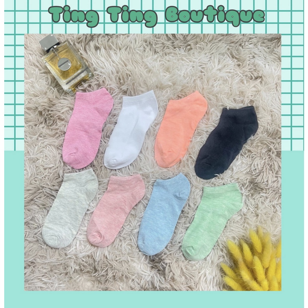 Tất vớ nữ nam trơn pastel cổ ngắn, tất vớ học sinh cổ ngắn nhiều màu trơn chất liệu cotton unisex
