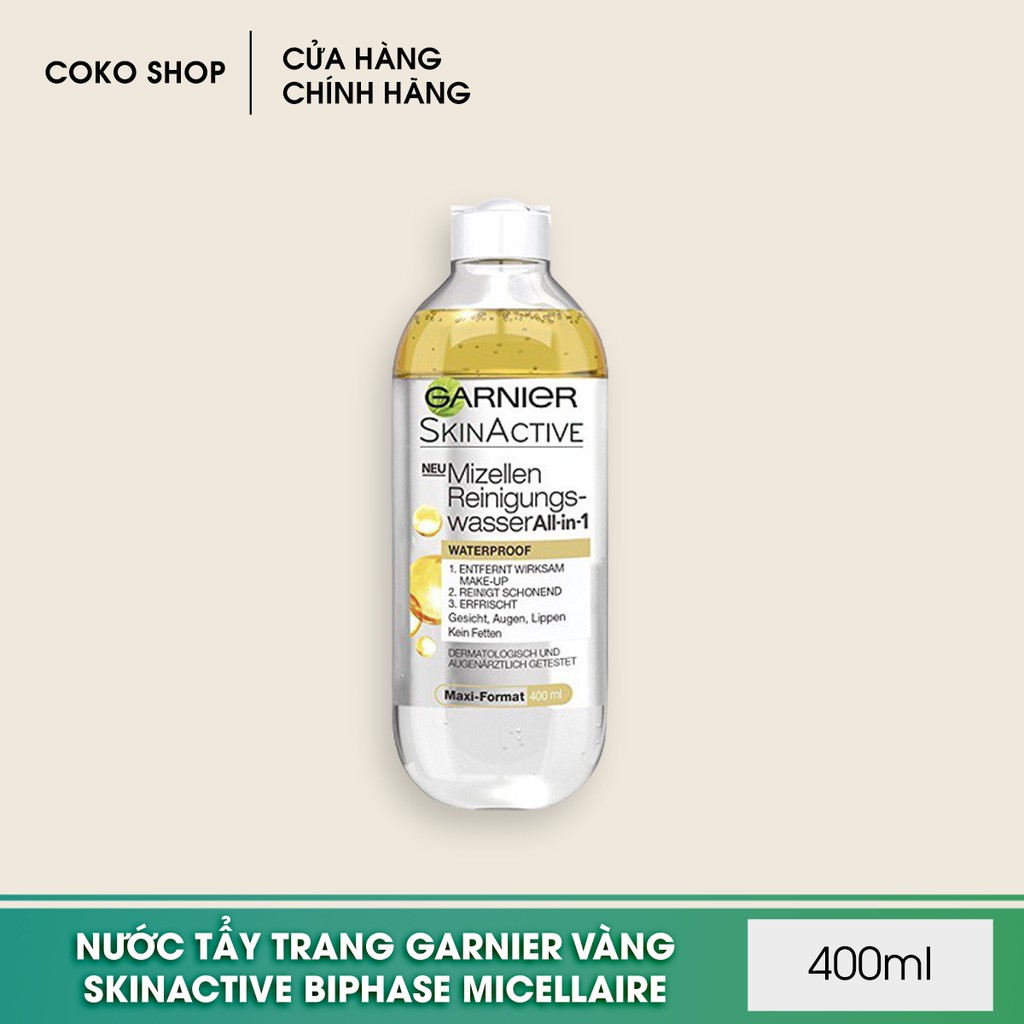 Nước tẩy trang Garnier Vàng Skinactive Biphase Micellaire 400ml