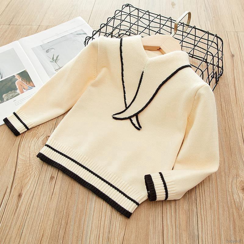 Set áo len tay dài phối chân váy xòe xinh xắn thời trang cho bé gái