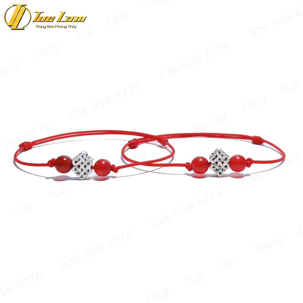 [Handmade] Vòng Tay Chỉ Đỏ Charm bạc họa tiết cát tường