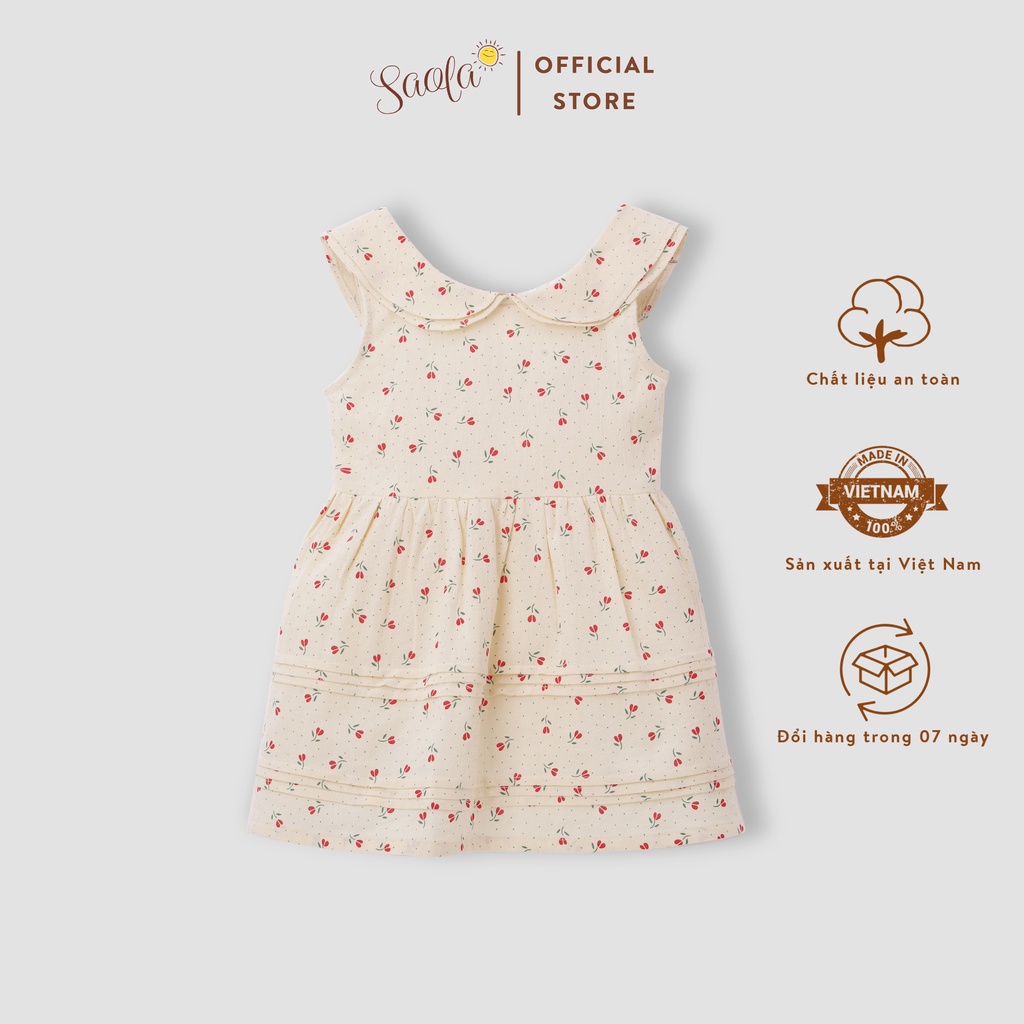 Đầm Bé Gái/ Váy Bé Gái Hoa Nhí Xếp Ly Cổ Tròn Mát Mẻ - DAHLIA DRESS - DRC007 - SAOLA KIDS CLOTHING