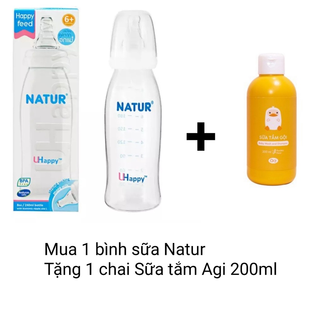 # MUA 1 TẶNG 1# Bình sữa tiêu chuẩn UHappy Natur Thái lan 60ml 120ml 240ml