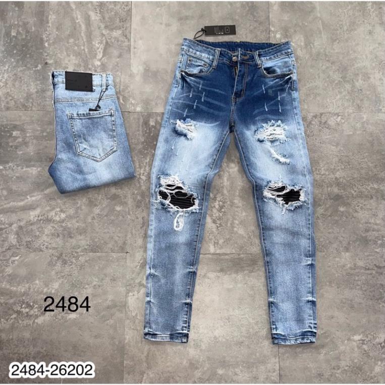 [Ảnh Thật] Quần Jeans Nam Ami Vá Da Cao Cấp - Quần Bò Nam Vá Gối Màu Đỏ