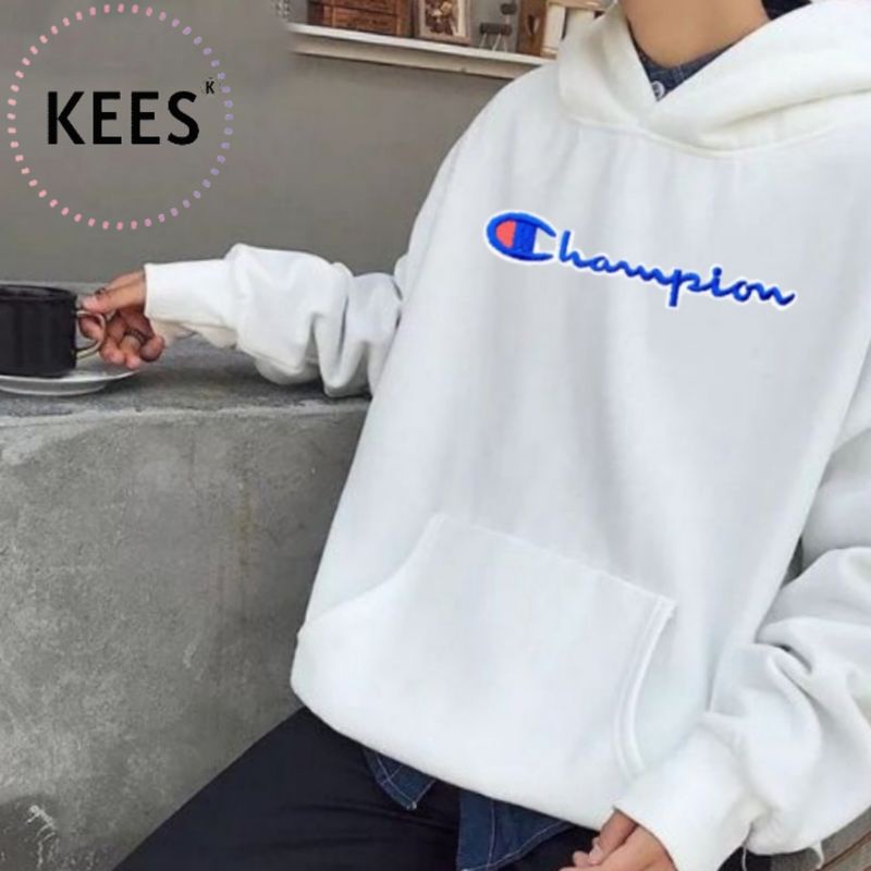 Áo Hoodie Champion Thêu Full Logo Vải Nỉ Bông Cotton - Hàng Cao Cấp