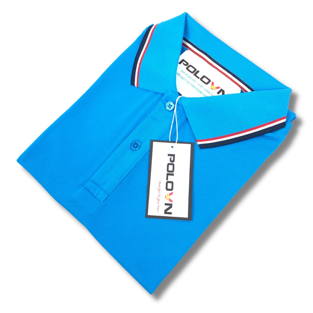 Áo thun Polo nam cổ bẻ Basic màu Xanh Dương  Phối Viền , vải cá sấu - không xù lông, không ra màu, thấm hút mồ hôi