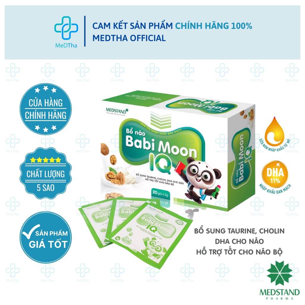 Bổ não Babi Moon IQ - Bổ sung dinh dưỡng, DHA cho não, giúp trẻ thông minh Dược MEDSTAND (Hộp 20 gói) [Chính Hãng]