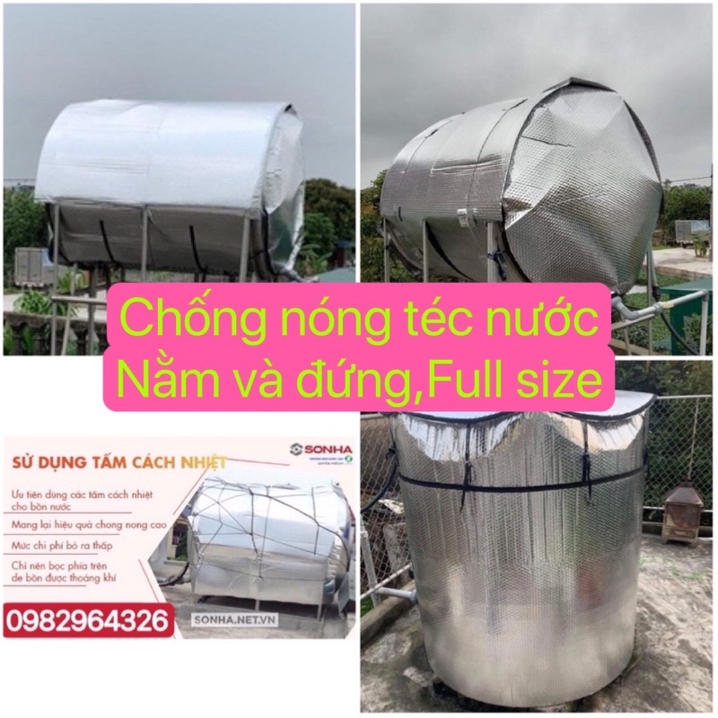 Chống nóng bồn nước dáng nằm/dáng đứng, 500/1000/1500/2000/2500/3000L, bảo hành 6 tháng