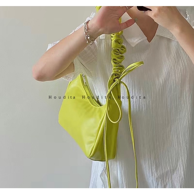 Túi nữ kẹp nhúm giá rẻ. Thiết kế thời trang kết hợp dây nơ xinh túi xách cartelo han quoc - HOUDITA - STXCTK002