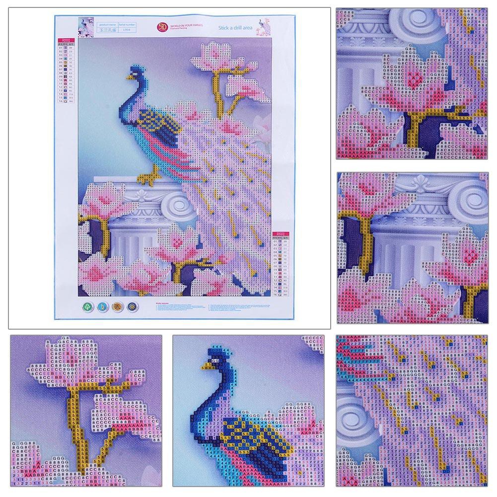 New ❋ Magnolia Peacock 5D Diamond Painting Embroidery DIY Cross Stitch Home Decor ❣