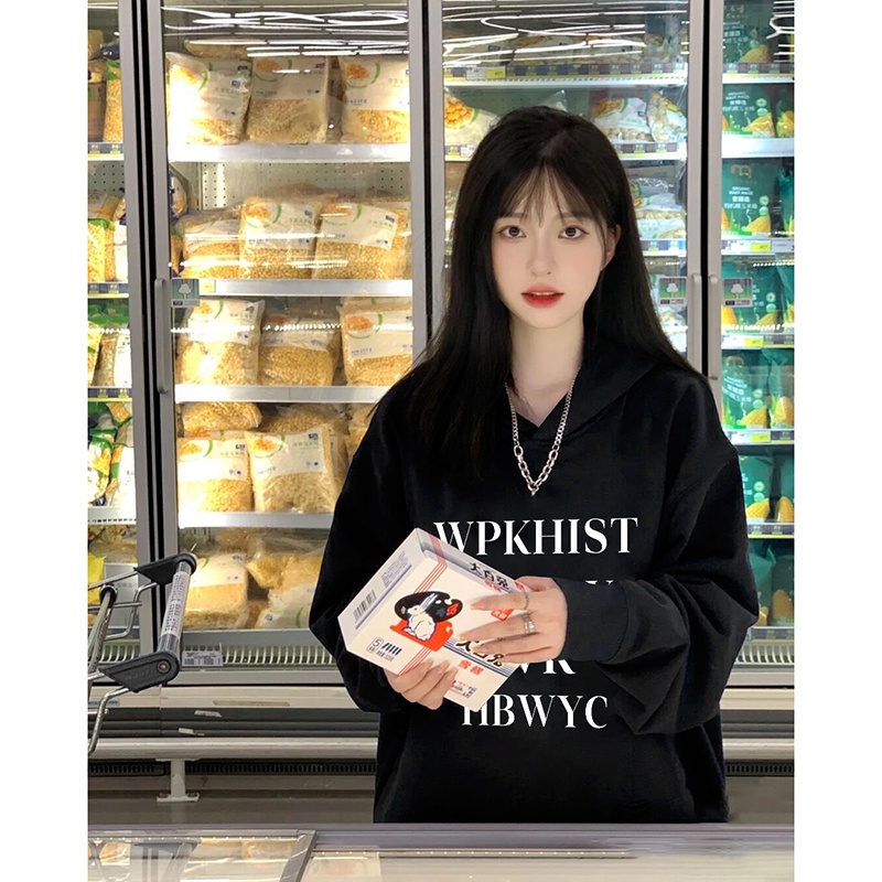 NRVP Áo Khoác Hoodie Tay Dài Dáng Rộng In Họa Tiết Phong Cách Hàn Quốc Dành Cho Nam Nữ