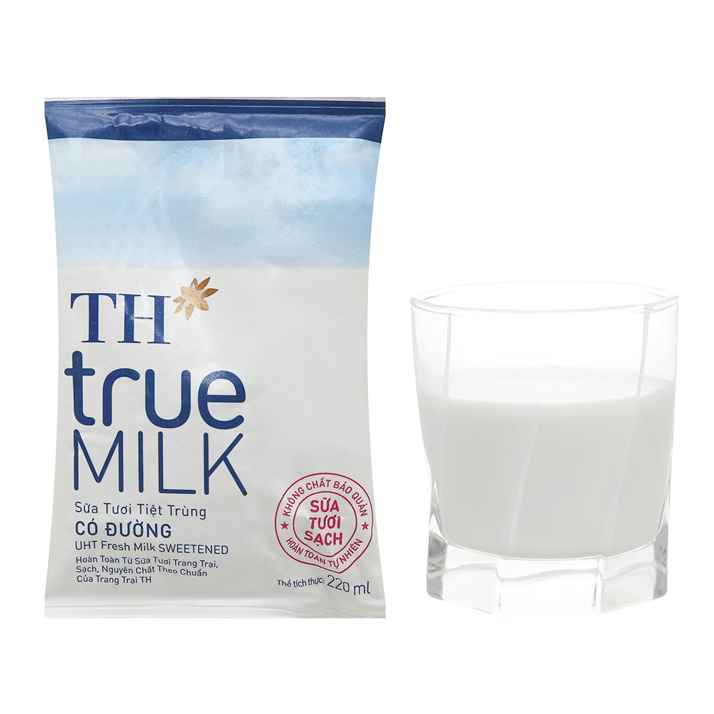 Sữa TH True Milk/ Sữa Tươi Tiệt Trùng Ít Đường/ Có Đường/ Nguyên Chất Bịch 220ml
