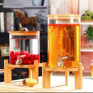 Bình thuỷ tinh vòi inox 5L-8L-11L (Kèm đế gỗ)