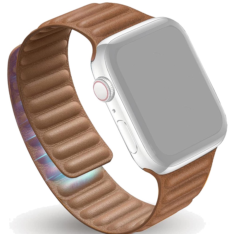 Dây Đeo Bằng Da Có Khóa Nam Châm Cho Đồng Hồ Thông Minh iwatch Serise 7 41mm 45mm Series 6 5 4