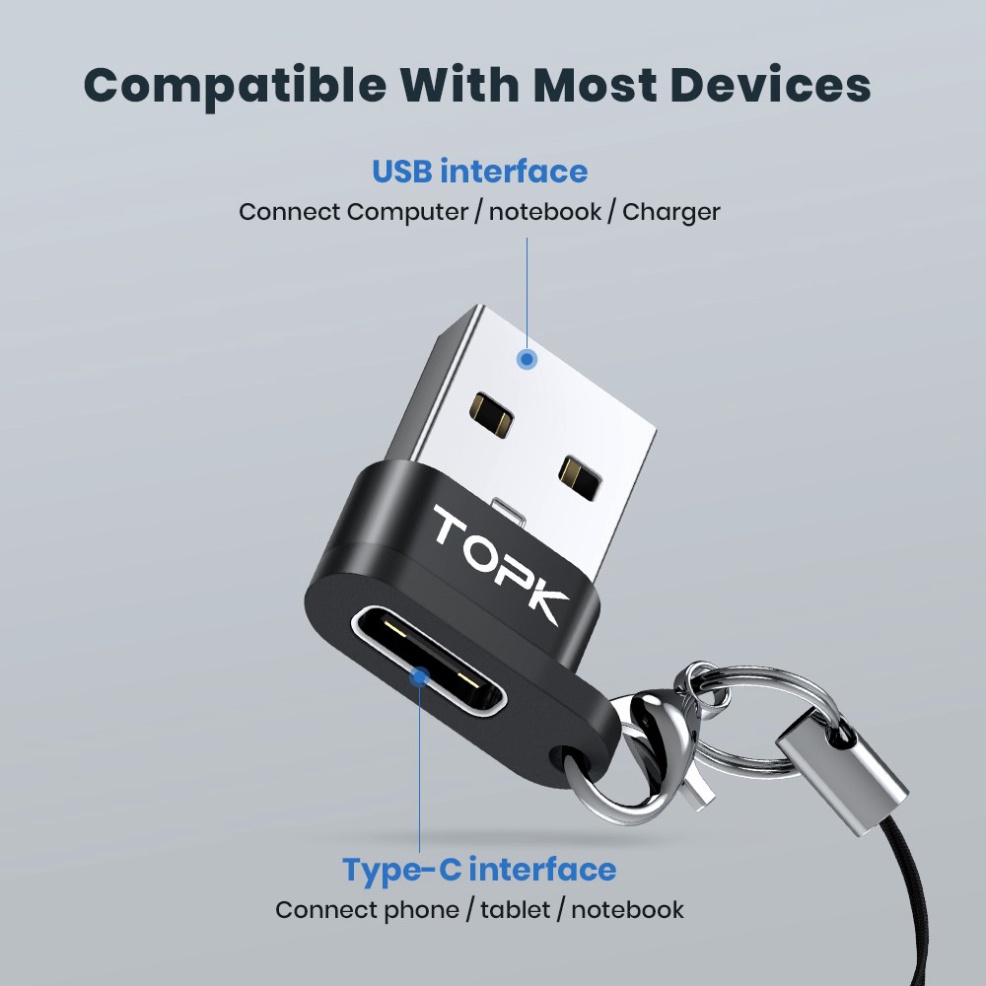 Đầu Chuyển Đổi OTG AT12 Z23 USB Type C Sang Cổng USB 2.0 Có Dây Buộc Tiện Dụng
