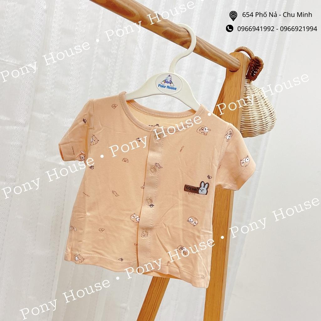 Áo Sơ Sinh Cộc Tay CQ Baby Cài Thẳng Chất Cotton Siêu Mềm Mịn, Mát Cho Bé Trai, Bé Gái Sơ Sinh (Size 0-3M Đến 6-9M)