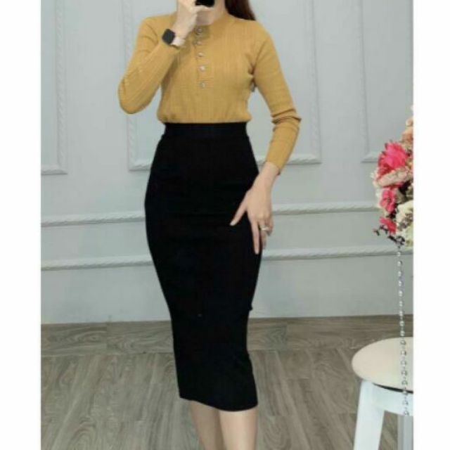 Chân Váy Bút Chì Dáng Dài 65cm Có Xẻ Mys hitshop Fashion | BigBuy360 - bigbuy360.vn