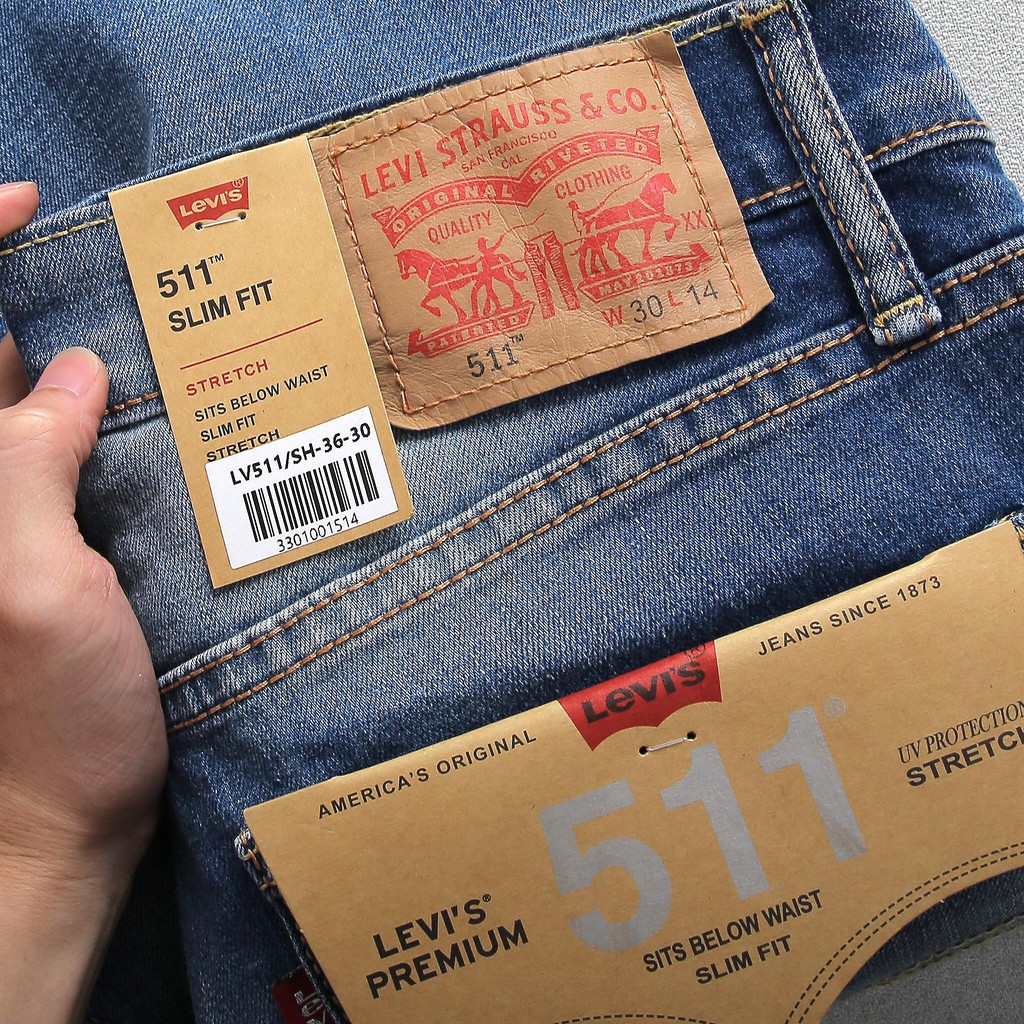 (2 màu) Quần short jean cao cấp Levi's 511 slim fit denim