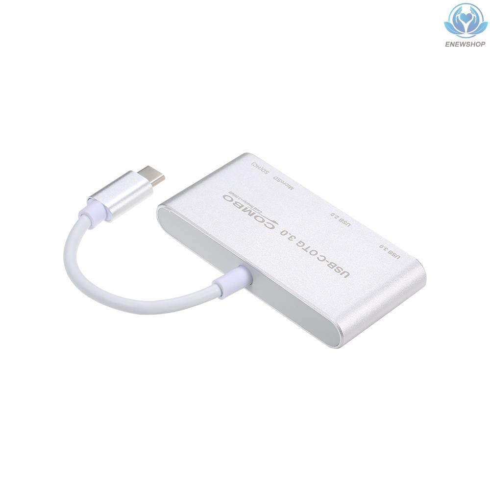 Bộ Chia Cổng Usb 3.1 Type C Đa Cổng Usb 3.0 Kiêm Đầu Đọc Thẻ Nhớ Đa Năng 5 Trong 1