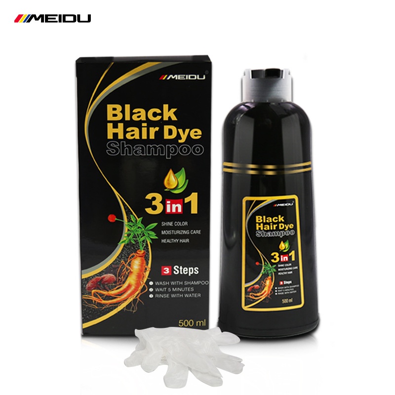 Dầu Gội Nhuộm Tóc Màu Xám Meidu 500Ml Màu Đen Trong Vòng 10 Phút #Dầu Gội Đầu Trắng #Thuốc Nhuộm Tóc Đen s