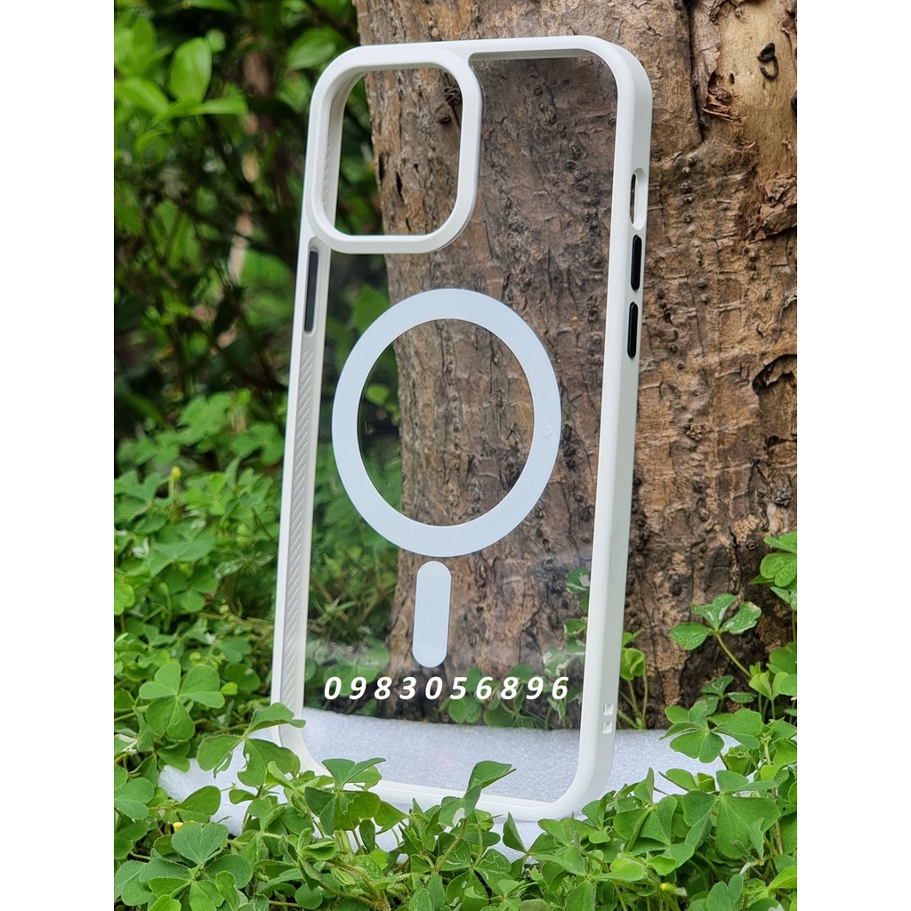 Ốp  X&m lưng trong viền màu hỗ trợ sạc Magsafe dành cho IPhone 13 Promax | 13 | 13 Pro