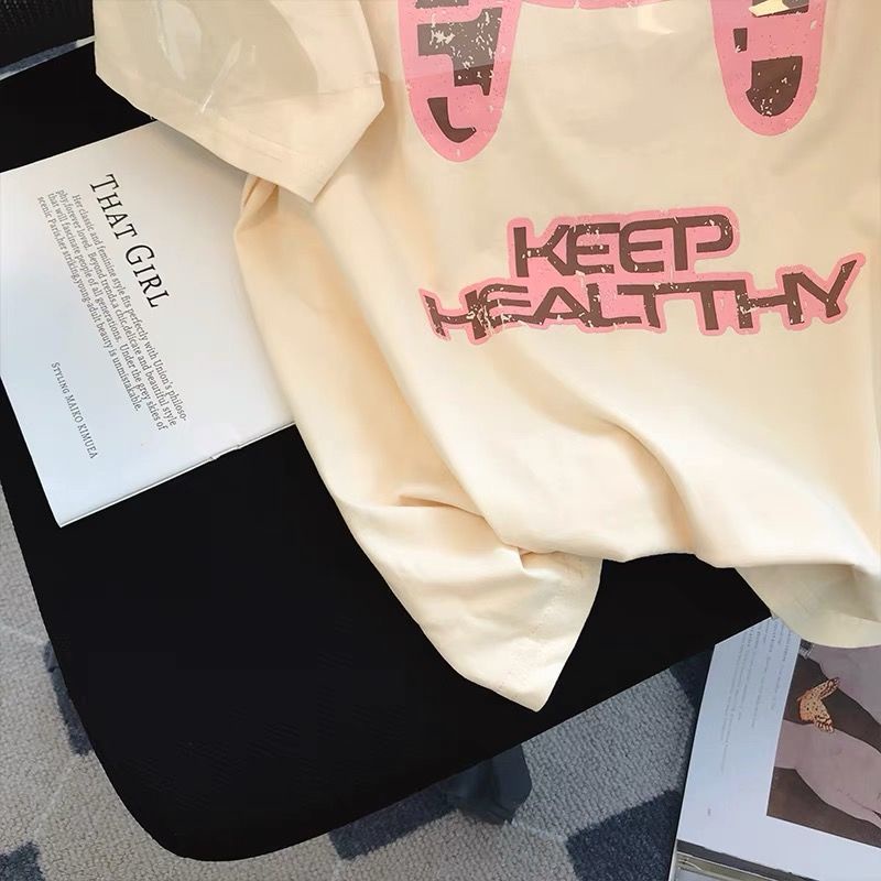 Đầm Thun Tay Ngắn Dáng Rộng In Chữ Thời Trang Mùa Hè Hàng Mới Phong Cách Hàn Quốc Cho Nữ