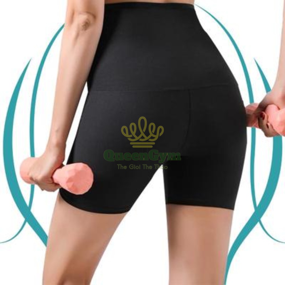 Quần Đai Nịt Bụng Siêu Đốt Mỡ Queengym, Quần Legging Lửng Kết Hợp Gen Nịt Bụng Định Hình, Đốt Cháy Mỡ Thừa Giảm Cân