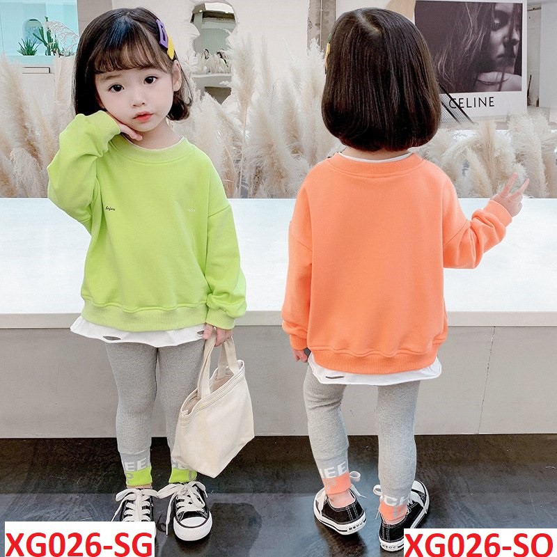 Bộ thu đông bé gái dễ thương quần bó ôm - XG026