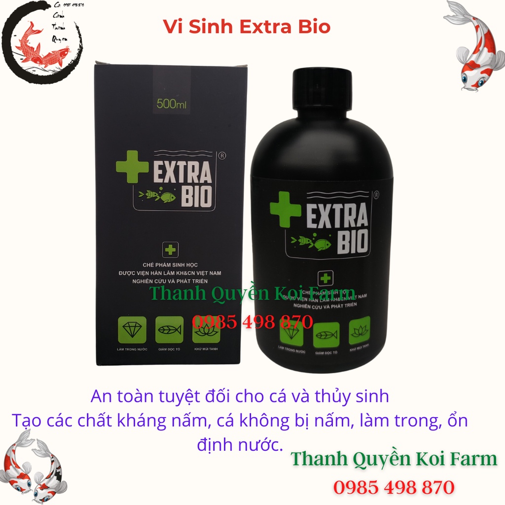 Vi Sinh Làm Trong Nước Bể Cá Cảnh, Cá Koi Extra Bio 250ml, 500ml