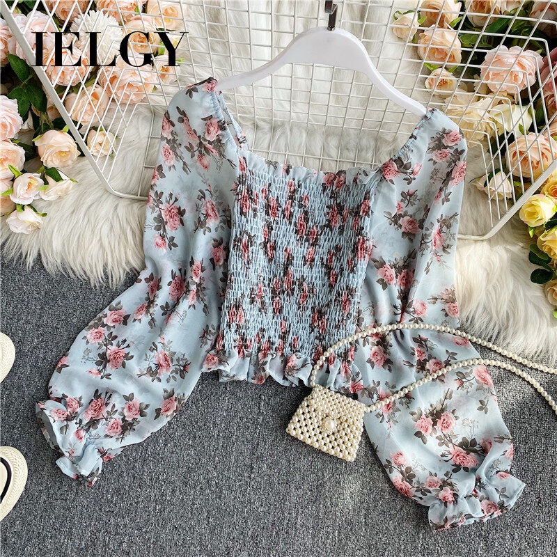 IELGY Áo Voan Họa Tiết Hoa Tay Dài Thời Trang Dành Cho Nữ