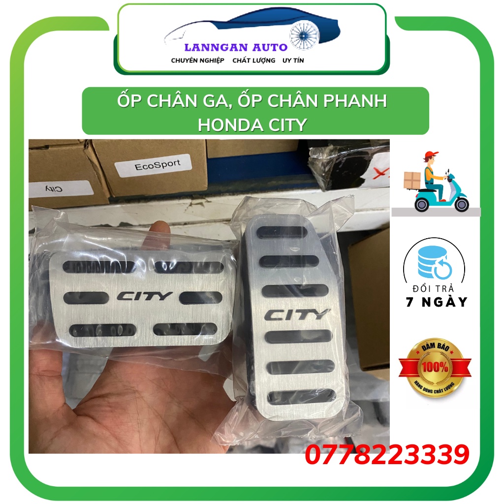 Ốp chân ga, ốp chân phanh xe Honda City 2017-2023. Ốp pedal Cao su inox bền bỉ
