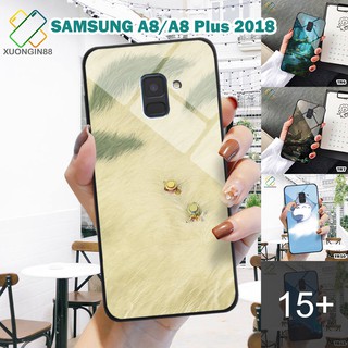 Ốp lưng Kính Samsung A8 2018/A8 Plus 2018 in 3D chủ đề Totoro