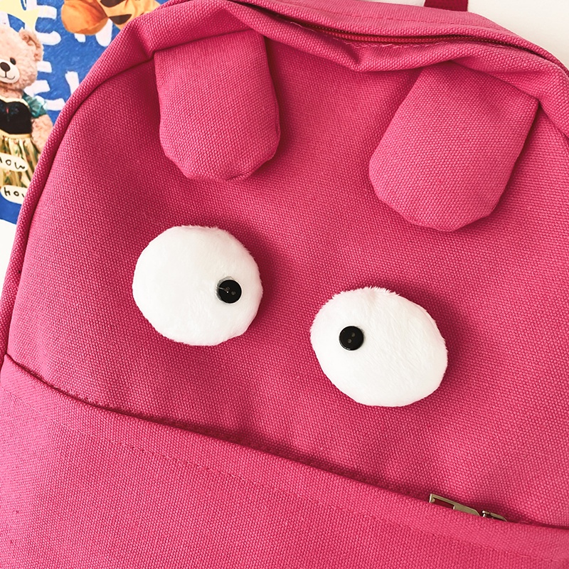 Balo Vải Canvas Họa Tiết Quái Vật Hoạt Hình Dễ Thương Cho Nữ