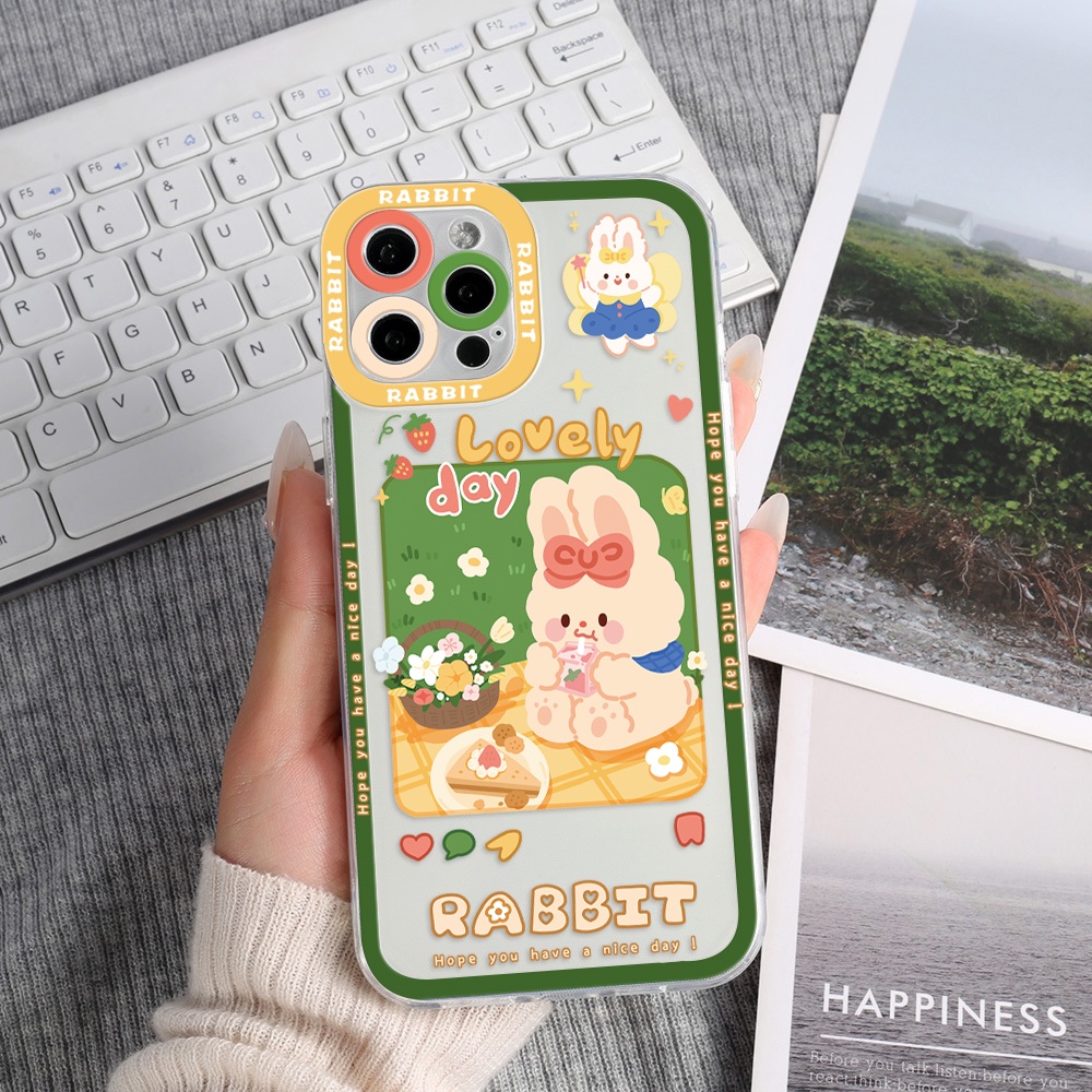 Ốp Điện Thoại Tpu Mềm Chống Sốc In Hình Thỏ Dễ Thương Cho iPhone 11 12 13 pro max XS X XR XSMax 7 8 6 6s plus SE 2020