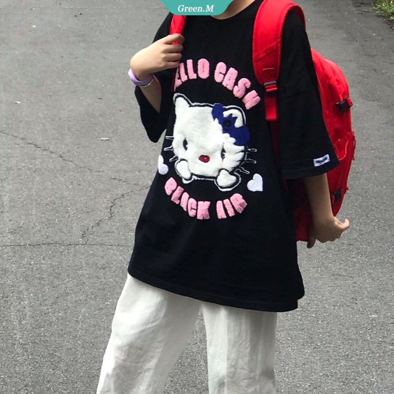 Áo Thun Cổ Thuyền Dáng Rộng In Họa Tiết Hello kitty Nhiều Màu Thời Trang Mùa Hè 2022 Cho Nữ