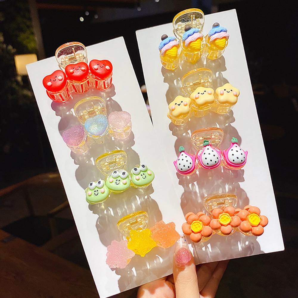 Kẹp Tóc Đuôi Ngựa Hình Hoa / Trái Cây Lấp Lánh Dễ Thương Cho Bé Gái