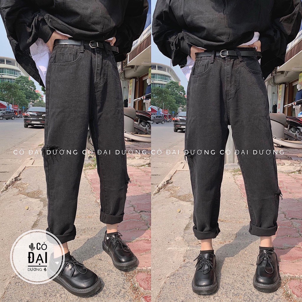 Quần Jean Nữ Baggy KaKi Rách Sườn Hai Bên , Hàng Loại 1 - Mây Jean Ninh Hiệp