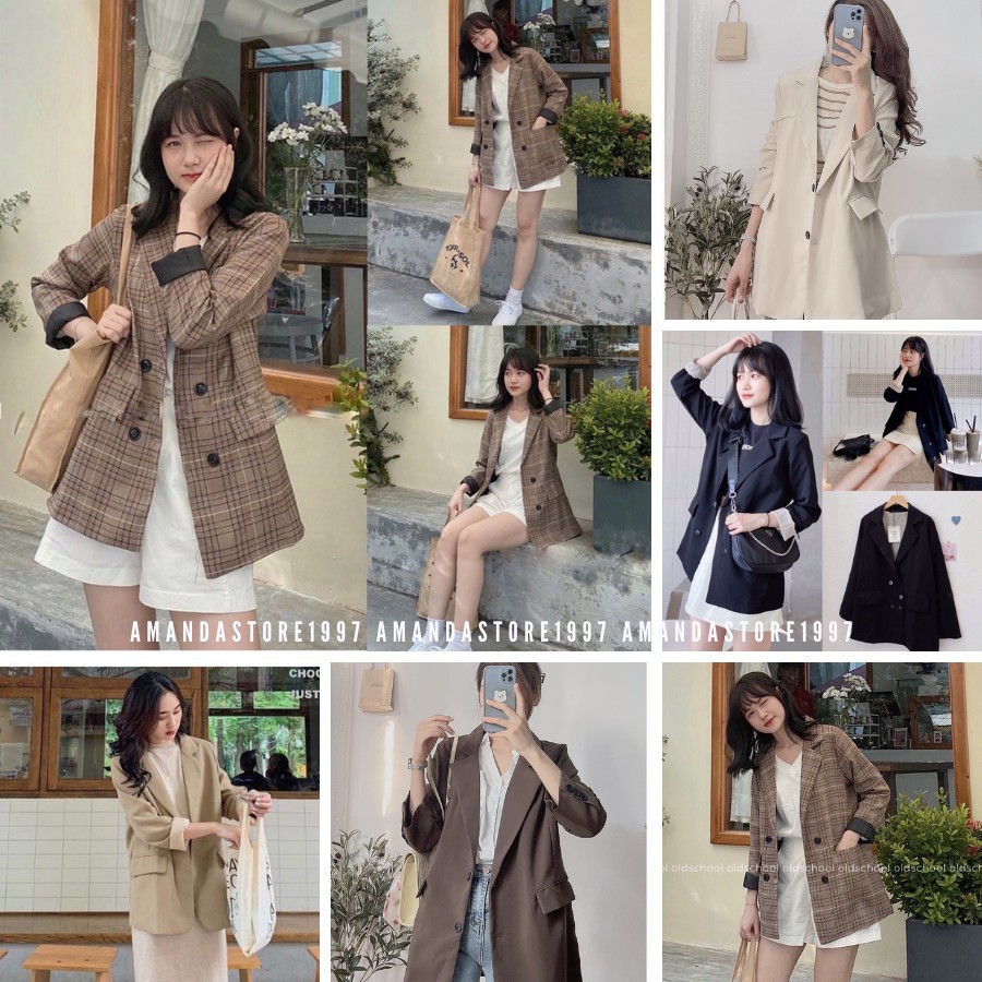 Áo blazer 2 lớp ảnh thật shop tự chụp/video thật, áo blazer khoác suông- AmandaStore