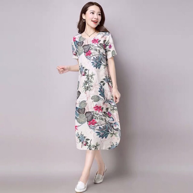 👗👗👗VÁY SUÔNG LÁ HOA ĐỎ QUA GỐI XẺ DƯỚI HÀN QUỐC 2019