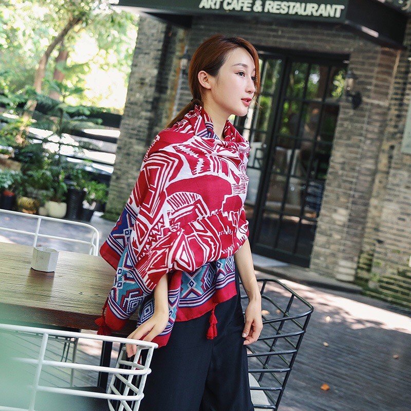 [Hàng Loại 1] Khăn Choàng Đi Biển Hoạ Tiết Boho Vintage To Chống Nắng