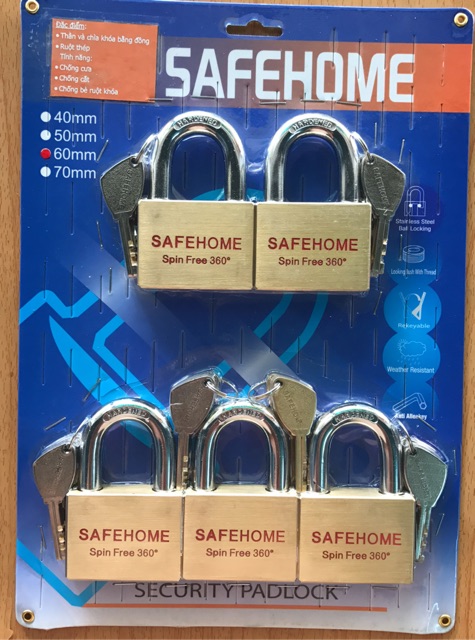 Bộ ổ khoá cửa SAFE HOME 5 ổ khoá 6 phân masterkey