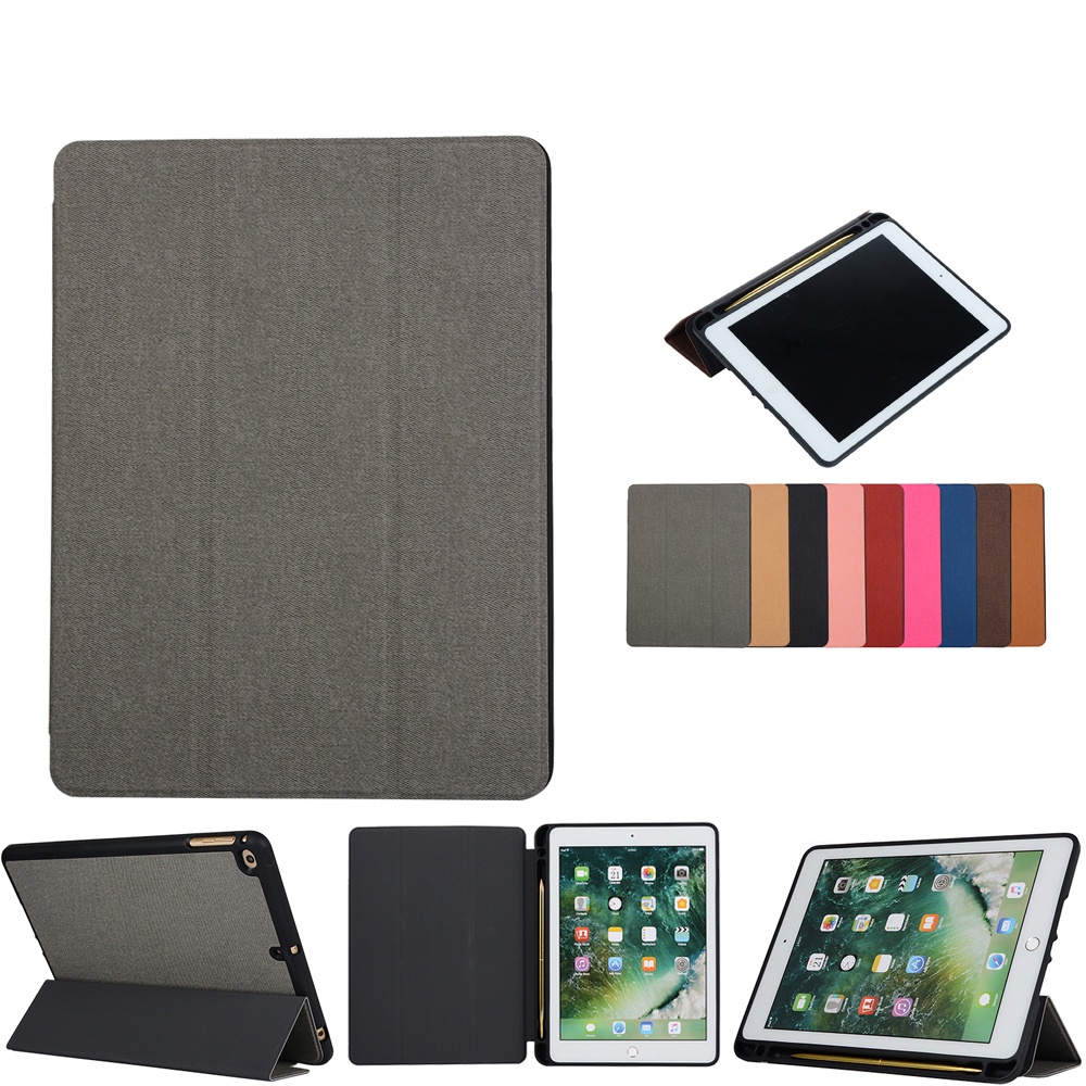 Bao da vải jean có khay bút cảm ứng iPad Gen 7, Gen 8 10.2 inch