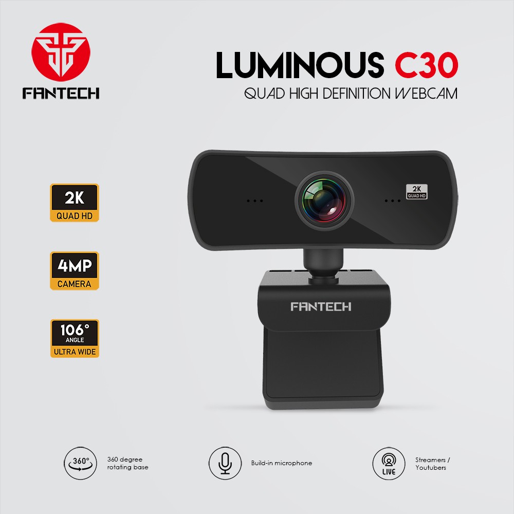 Webcam Livestream Chuyên Nghiệp FANTECH C30 LUMINOUS 4MP Hỗ Trợ Quay Chất Lượng 2K - Hãng Phân Phối Chính Thức