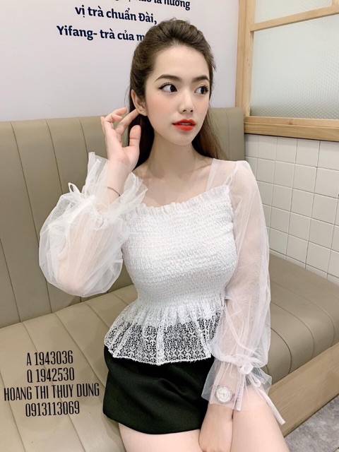 ⚡️FLASH SALE⚡️-ÁO PEPLUM PHA TAY VOAN 2 LỚP