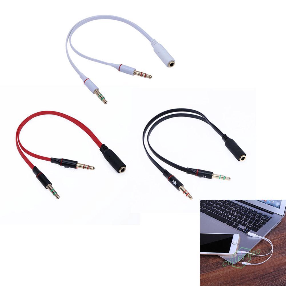 CS 3.5mm 1 to 2 Audio Cable Single-hole Computer Headphone Mic Adapter