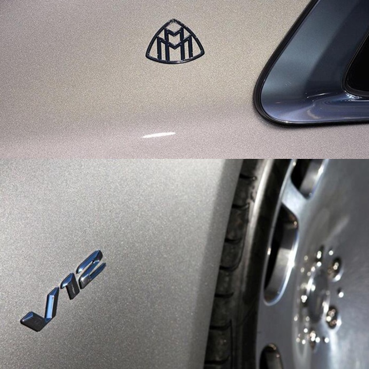 Decal tem chữ V12 inox cao cấp dán hông xe ô tô Mercedes và Maybach