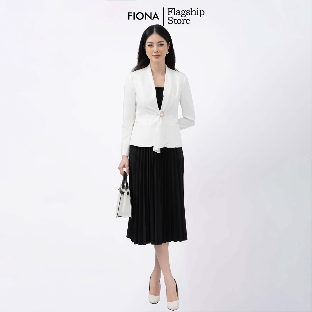 Áo vest nữ, áo vest công sở tà bong đính cài trang trí FIONA F651449
